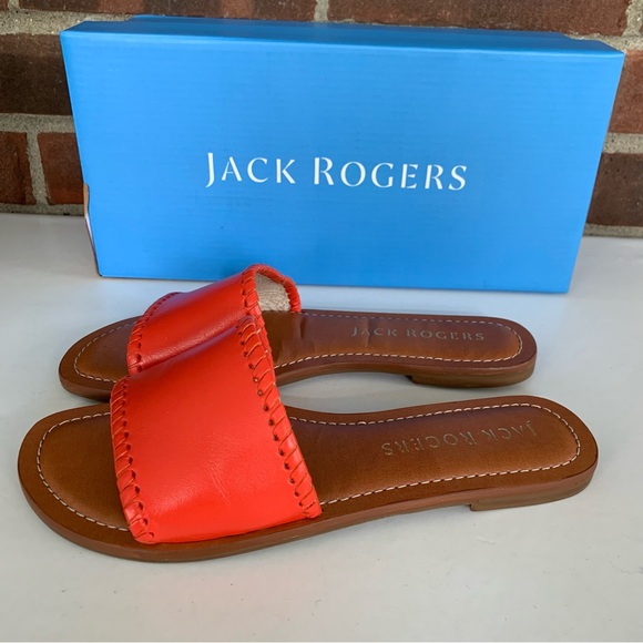 Jack Rogers Womens Sofia red Leather Slip On Flat Sandals Shoes US 7 M NEW - Picture 9 of 9